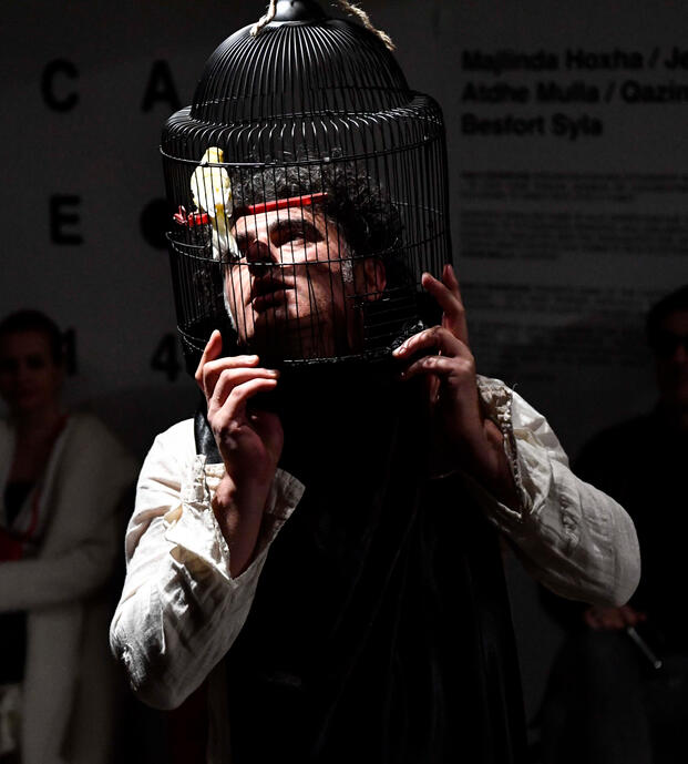 A performative installation exploring the tension between chaos and purification by Klod Dedja. Tulla Culture. Tirana - Albania, 2022.